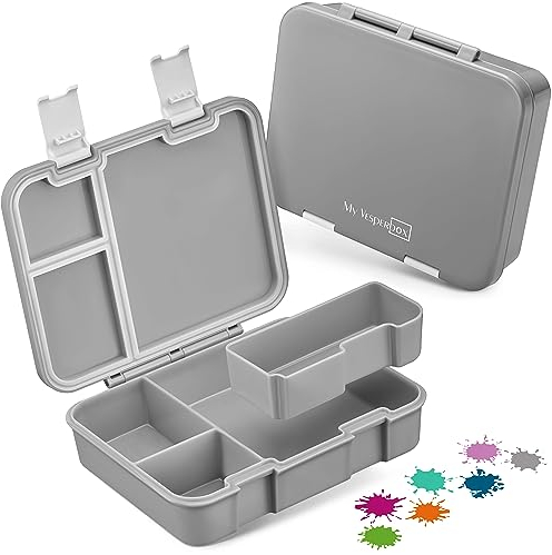 My Vesperbox – Jin - Bento Box Kinder - Lunchbox - extrem robust – Brotdose – Brotbox ideal für Kindergarten und Schule (Grau)