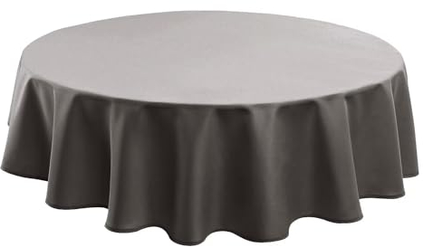 Hiasan Hellgrau Wasserabweisend Tischdecke aus Polyester,Rund120cm,Anti-Falten Tischtuch,geeignet für Küche,Restaurant,Hochzeit