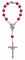 Kaltner Präsente Geschenkidee - Kurzer Auto Rosenkranz für Damen und Herren mit Kreuz Anhänger Marienbild und Glas Perlen Farbe Pink (Länge 17 cm)