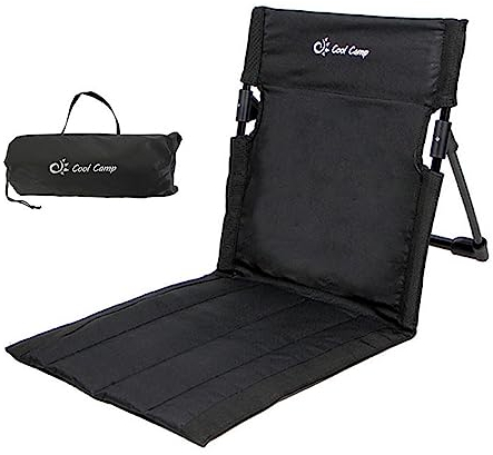 Amagogo Klappbarer Strandstuhl mit Rückenstütze, klappbarer Sitz, langlebig, praktisch, Strandliege für Sportveranstaltungen, Wandern, Reisen, Outdoor, Schwarz