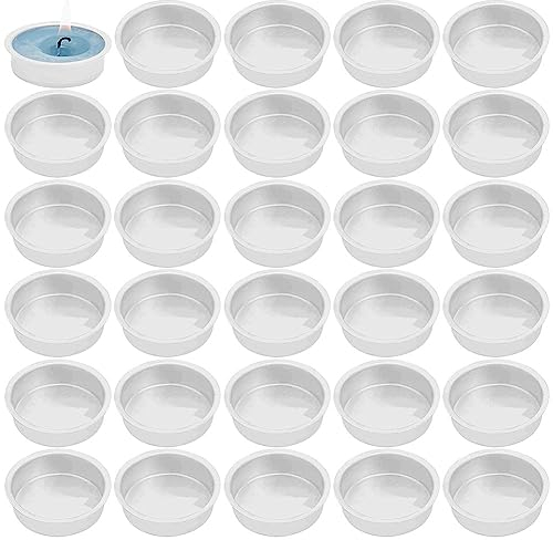 PH PandaHall 30pcs Bougies en métal Coupe Porte-bougeoir en Argent 5cm Porte-Bougie Chauffe-Plat Inserts de Bougie en métal en Aluminium pour la décoration de Table de Mariage de Noël