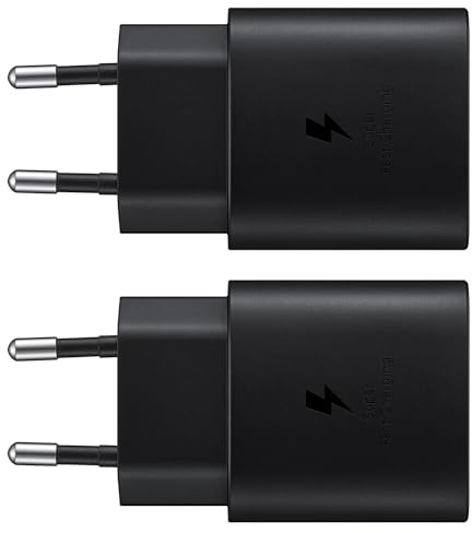 Powersky (2er Pack) 25W Netzteil USB C Schnellladegerät für Samsung Galaxy S25/ S24/ S23/ S22/ S22 Plus/ S21/ S21 Ultra/ S20 Plus/Z Fold 7/6 / Z Flip6/ Note20 A54 A53, Tablet Ladegerät USB C Schwarz