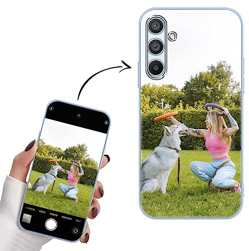 Yoedge Personalisierte Handyhülle für Samsung Galaxy A54 5G Hülle Selbst Gestalten mit Eigenem Foto Bild Text Personalisiert Case Individuelle Geschenk Schutzhülle Blau Cover für Samsung A54 5G 6,4