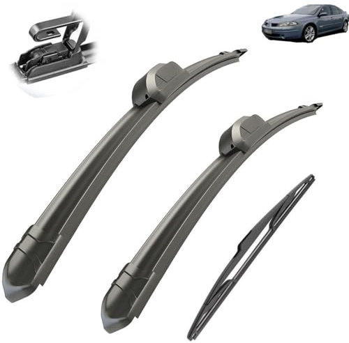 Limpiaparabrisas de coche compatible con Renault Laguna 2 Estate Combi 2001-2007, limpiaparabrisas trasero delantero de coche, limpiaparabrisas de goma suave, parabrisas automático de 242014 (Colo