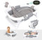 BEBELEH™ Faltbare Babybadewanne mit Thermometer - Badewanne + Babywannentuch + Neugeborenenen-Tragetuch - Babybadewanne Neugeborene bis Kleinkind 0-24 Monate - Die ultimative Baby-Badewanne! (mit