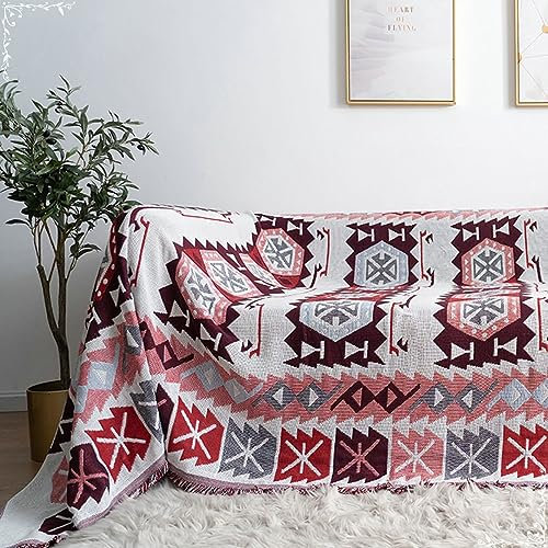 Daesar Bezug für Sofa 1 Sitzer, Couchbezug Eckcouch rutschfest Boho Style Geometrie Motiv Universal Sofabezug 90x90CM Couch Überwurf Sofaüberwurf