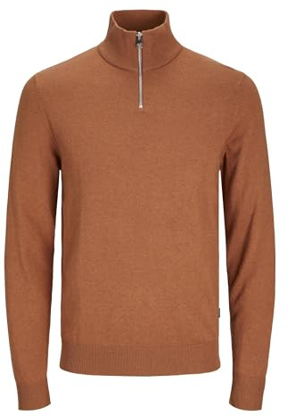 JACK & JONES Men's Jjeemil Knit Half Zip Noos Knitted Jumper, Mocha Bisque, L