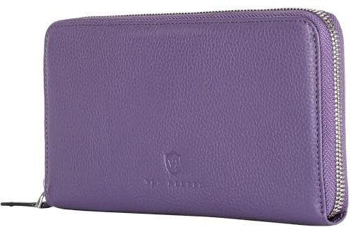VON HEESEN Leder Geldbörse mit RFID-Schutz - Portemonnaie für Damen & Herren aus echtem Leder - Wallet mit Münzfach - Geldbeutel für Frauen und Männer in Violet