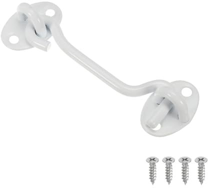 PATIKIL 4 Inch Hook Eye Latch, Carbon Steel Privacy Hook and Eye Latch Gate Latch Lock for Window Sliding Door Barn Door, White