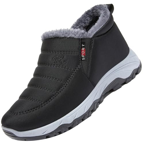 AZMAHT Mocasines sin Cordones para Hombre Botas de Invierno Botas De Nieve Impermeables de Moda y Cálidas Botas de Caminar Zapatos Ligeros Antideslizantes,Women's Black,39/245mm