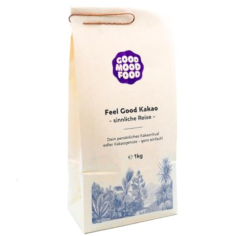 Goodmoodfood Feel Good Kakao - Sinnliche Reise 1kg - Fairer Handel, Rohkakao, einzigartiger Geschmack - Als Trinkschokolade oder für den Genuss Zwischendurch