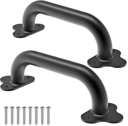 Lifeswell Barn Door Pull Handle, 8.2 Inch Heavy Duty Metal Gate Handle for Sliding Barn Door, Cabinet, Closet, Black, 2 Pack