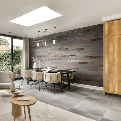 Acoustic Wall Panels Made of Natural Reclaimed Wood and Felt, 3D Wall Panels, Wood Cladding, Wooden Wall Design, Model Silver Acoustic Slate (1 m2)