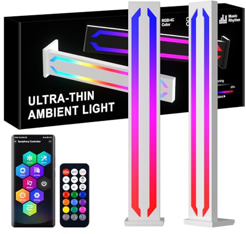 MIWATT LED Ultra Slim Ambient Light, alloggiamento in alluminio metallico con controllo app e modalità ritmica di sincronizzazione musicale per gioco da tavolo, PC, TV, decorazione della stanza
