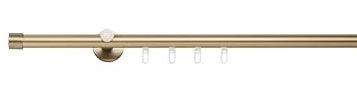metablo Gardinenstange auf Maß mit Endstück Kappe Innenlauf Ø 20mm Wandabstand 6,5cm Komplettset Messing-Matt 380cm