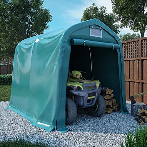 LAPOOH Garage Tent PVC 2,4x2,4 m Green (310024+310025), Carport, Zeltgarage, Weidezelt, Motorradgarage, Lagerzelt, Fahrradzelt, Auto Zelt, Unterstand Fahrrad, Gerätezelt
