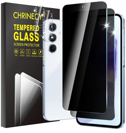 CHRINECY 2+2 Pack Privacy Screen Protector for Samsung Galaxy A55 5G | With Camera Lens Protectors, 9H Tempered Glass, Anti-Spy, Case Friendly