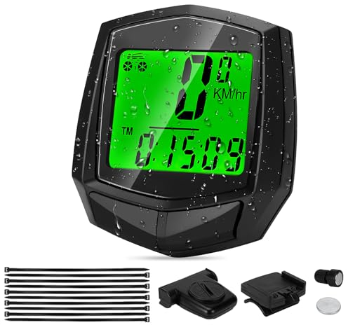 Kasanni Fahrradcomputer Kabellos 24 Funktionen Fur Ip54 Wasserdicht Fahrradtacho Kabellos Mit Hintergrundbeleuchtung, Automatischem Standby Und Kabellosem Sensor Fahrrad Tacho Kabellos