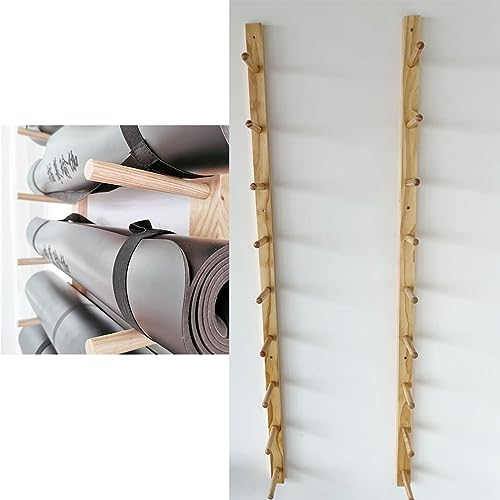 Vertikaler Yogamatten-Halter, Wandhalterung, Verstellbarer Yoga-Ständer Aus Holz, Wand-Fitness-Aufbewahrungsregal, Heim-Fitnessstudio, Multifunktionaler Wand-Organizer
