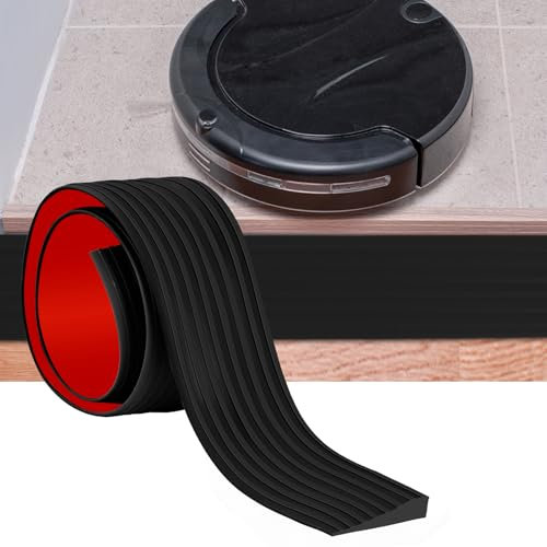 Threshold Ramps Self-Adhesive Rubber Wheelchairs Ramp for Floor Tile threshold Transition Strip Doorway Bathroom Wheelchair Scooter Stairs (1M-Black, 1.5cm Height)