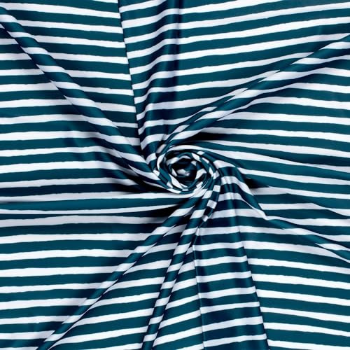 Swimwear Jersey UPF50 recycled Stoff digital bedruckt 50cm - Bademodestoffe Meterware Bekleidungsstoffe (Streifen Marine)