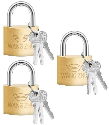 Lot de 3 cadenas de 32 mm - Petit cadenas avec 9 clés - Petit cadenas avec clé pour valise, sacs à dos, sacs de voyage, boîtes à outils, casiers, antivol de vélo