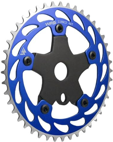 WFS Helix WFS3066-BO Kettenblatt mit Spinnen-Ritzel, 44T, 1/8 Zoll, 110 mm, BCD 5 Armloch, Old School BMX, Blau