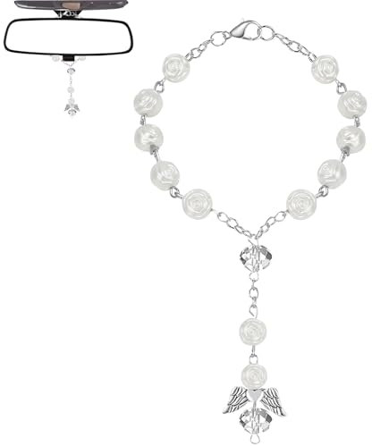 Mrltau Chapelet de Voiture pour Ange Gardien - Pendentif Rétroviseur - Décoration Intérieure - Porte-Bonheur - Accessoire - Cadeau