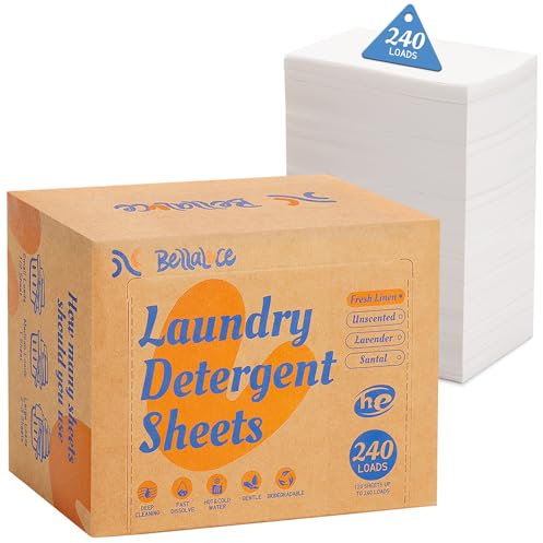 Bellaluce Lot de 240 chiffons de lavage peu encombrants pour les voyages Parfum lin frais respectueux de l'environnement sans plastique
