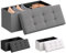 JUPPLIES Puff Almancenaje Acolchado de 80L - Baul Almacenaje Dormitorio - Banco de Almacenaje con Capacidad de Carga 300 kg - Tapizado PVC - Mueble Almacenaje Juguetes Infantil (Gris, 76x38x38cm)