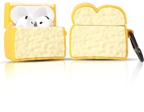 LEWOTE Kompatibel mit Apple Airpods 4 Case schützende lustige Nette 3D Cartoon Cover Abdeckung mit Schlüsselbund (Toast)