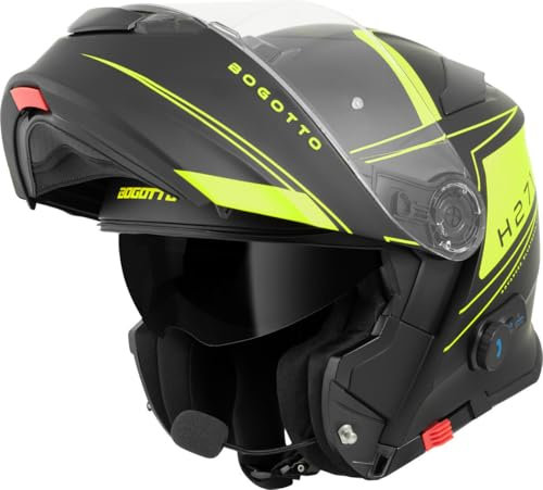 Bogotto H271 Taog Bluetooth Klapphelm, schwarz matt/gelb, XL