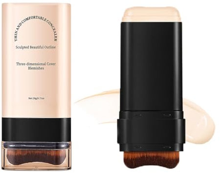 Vivien Beauty Foundation Stick, 2025 Korean Hydrating Lightweight Foundation Stick with Brush, Double Head Foundation Make-Up Stick, Flawless Eraser Foundation Stick (02#Nature)