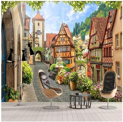 Vlies Fototapete Italien 3D Effekt 250x175 Blick Auf Die Straße Foto Tapete Schlafzimmer Wohnzimmer Moderne XXL Wandtapete Groß Vliestapete Fototapeten Poster Wand Dekoration a.4331