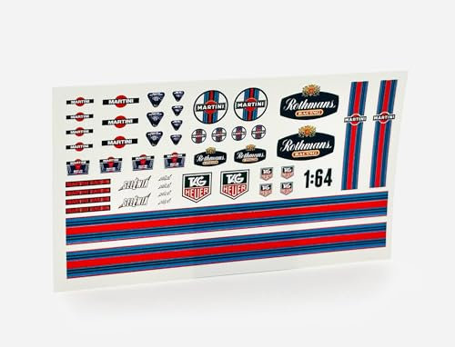 Waterslide Decal 1:64 Martini Racing Cars Slotcar Rothmans V8 Tuning Car Auto Modellbau Modellbahn Eisenbahn Abziehbilder Motorroad Oldtimer Youngtimer