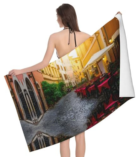 Hgbbdyyjj Italienisches Old Street Badetuch, personalisierbar, aus Mikrofaser, saugfähig