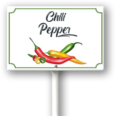 Geroclonup Gemüseschilder mit Pfahl, Hot Chili Peppe, Gartenschilder für Gemüse, Kräuter, Aluminiumschild mit Heringen für Pflanzen, 20,3 x 30,5 cm, für drinnen und draußen, Kräuter, Blumen