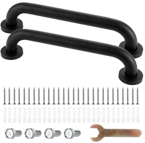 MIVIDE 2 Stück Haltegriff Edelstahl 30 cm, Badezimmer Haltegriff Schwarz, Haltegriffen Dusche Rostfreier Stahl, Badewannengriff für Badewanne Küche Schlafzimmer Dusche