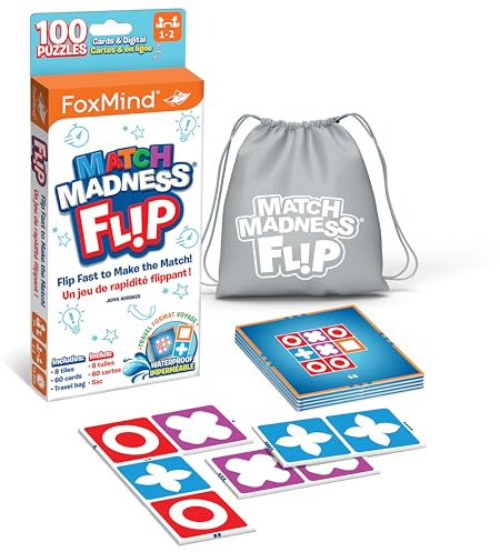 Foxmind Games: Match Madness Flip - Travel Sized Pattern Matching Puzzle Game, Develop Problem Solving-Logic-Fine Motor Skills, Kids 7+, 1-2 Players