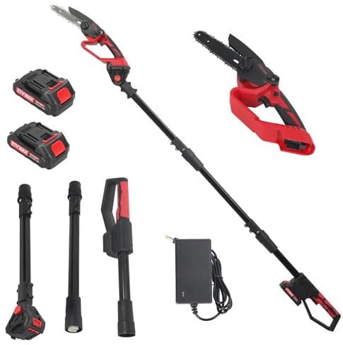 Haibinsuo Sega a palo, segale senza filo di motoseghe elettriche con polo estensione 2x 21v 1500 mAh batteria da 2 in 1 Treming mini motoseghe Puner 12,2 piedi Max Reach for Yard Garden Tree Puring U