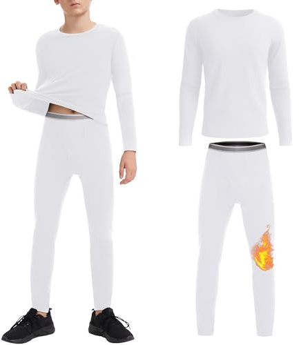 AKKQHH Thermounterwäsche Kinder Funktionsunterwäsche Skiunterwäsche Weich Warm Fleegefüttert Für Jungen Mädchen Winter Fussball Schneeanzug