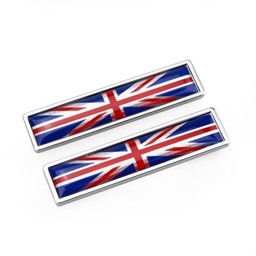 2 Pcs British Flag Car Stickers, Metal UK Flags Emblem Cars Decals, 2.72, Rectangle Union Jack Bumper Sticker for Vehicles, SUV, Motorcycle, Truck, Window, Fridge, Badge (British Flag)