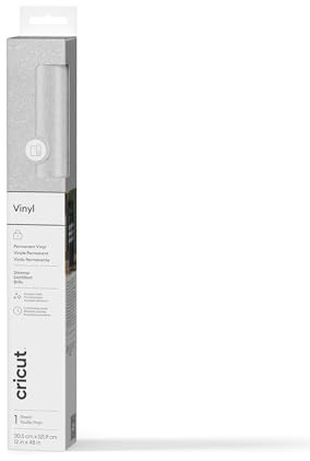 Cricut Permanent Adhesive Vinyl Sheet | 30.5 cm × 1.2 m | Shimmer Silver | Self-Adhesive Vinyl for All Cutting Machines