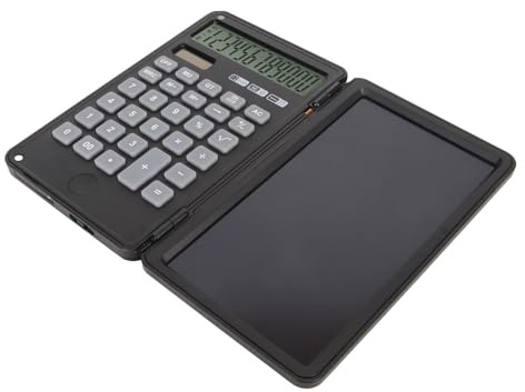 Denash 12 Ziffern Stiller Taschenrechner mit Notepad - Desktop -Taschenrechner für Buchhalter mit Zwei Stromversorgung, Studenten, Studenten (Black)