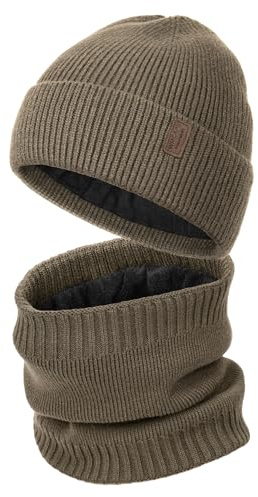 Wmcaps Wintermütze Schal Set mit Warm Fleece Gefüttert für Herren Damen | Weich und rundum-Wärme Mütze und Halswärmer für Pendeln, Skifahren, Hundeausführen, Geschenk für Männer Frauen