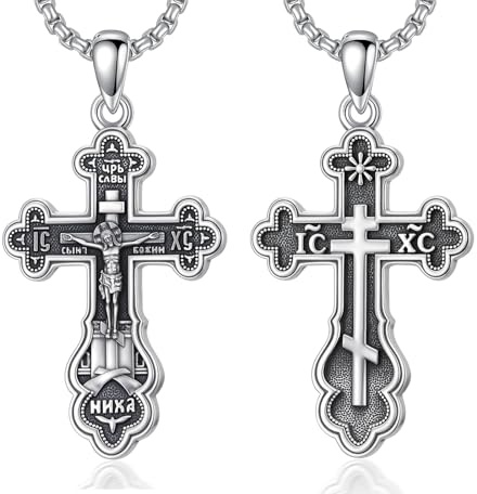 PROESS Jerusalemkreuz/Kolibri/Keltische Knoten Halskette Sterling Silber Kreuz Glaube Anhänger Cross Kette Schmuck Geschenke für Damen Herren