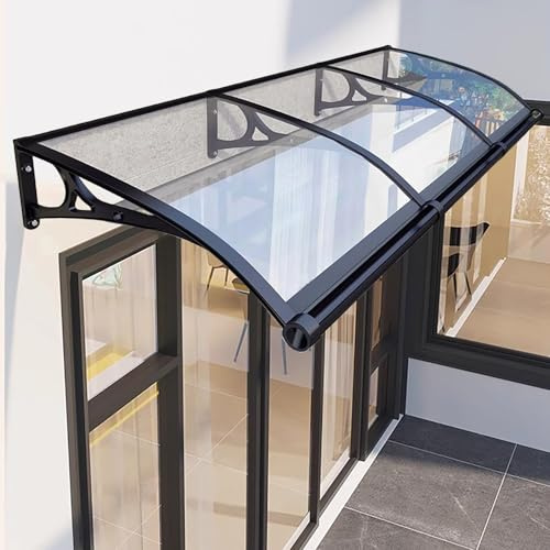 Tenda da sole trasparente per porte, protezione UV e pioggia, staffa in alluminio, 100 x 500 cm, elegante tenda da sole esterna per la casa
