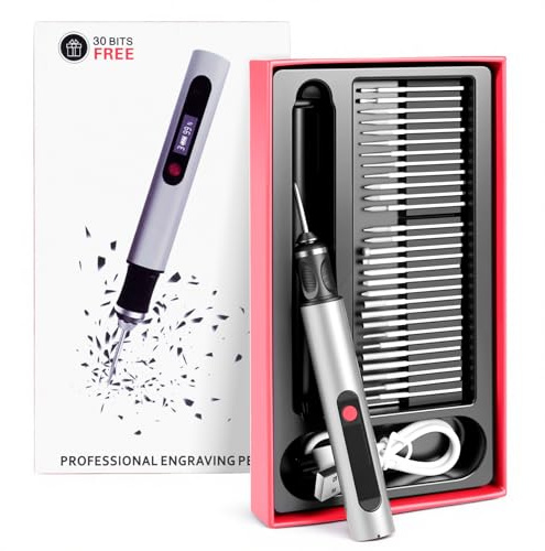 Customizer - Set di penne da incisione senza fili, ricaricabili, con 3 velocità, strumento per incisione per metallo, legno, vetro, pelle, colore argento