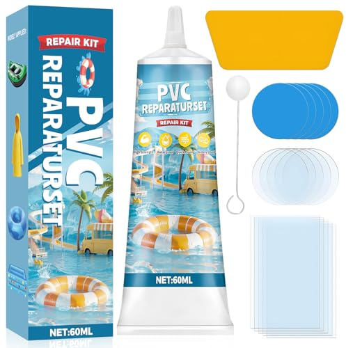 Allony PVC Kleber, Wasserbett Reparaturset, Flickzeug Luftmatratze, Pool Reparaturset, Wasserdicht, Pool Flicken für Pool, Wasserbett, Schlauchboot Kajak Patch Kit, 60ML