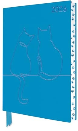 Zwei glückliche Katzen – Tischkalender 2026: Original Flame Tree Publishing DIN A5-Format Exquisit Tischkalender mit Softcovereinband aus Kunstleder ... gestalteten Buchschnitt (DIN A5-Diary)